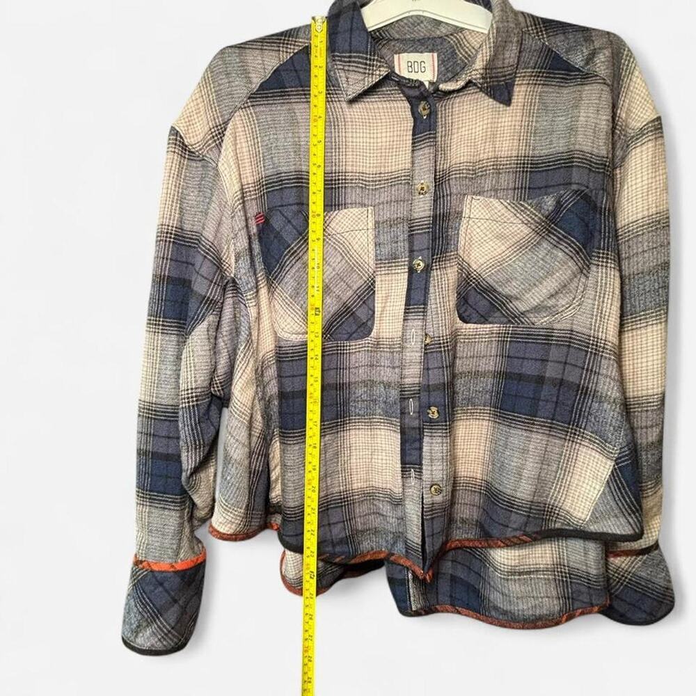 BDG Women M Flannel Shirt Checkered Casual Gray Blue - Picture 7 of 8